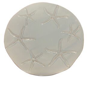 Blue Sky Ceramic Pastel Blue Starfish Decorative 10in Plate Coastal Beach
